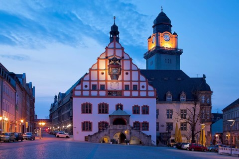 Plauen market square with town hall