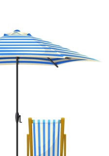 Beach chair and umbrella over white background, vector template