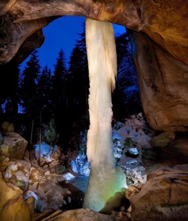 (Copyright Â© Sylvio Dittrich +49 1772156417) Ice column in the Gautschgrotte, after many years you