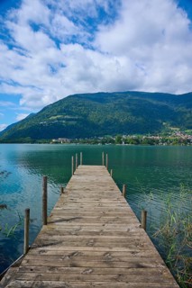 Lakeside, bathing jetty, summer, Ossiach, Lake Ossiach, Carinthia, Austria, Europe