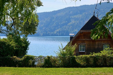 Lake, Shore, House, Water, Summer, Lake Millstatt, Millstatt, Carinthia, Austria, Europe