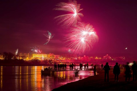Dresden New Year's Eve fireworks over the Waldschlösschen