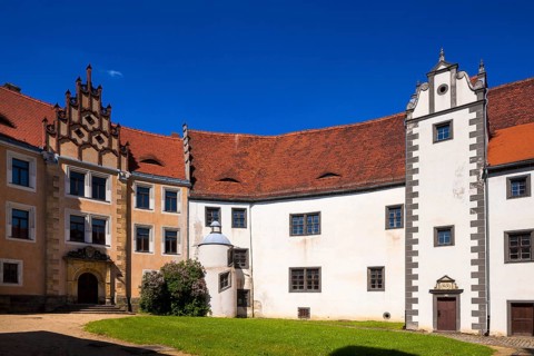 DEU Saxony Strehla Strehla Castle, later Stehla Castle, is located on a hill sloping steeply down