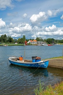 Fishing boat, ferry, Missunde, Schlei, Schleswig-Holstein, Germany, Europe