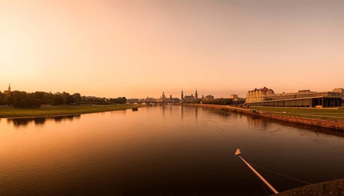 Sunrise over the Dresden silhouette