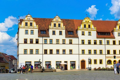 DEU Saxony Torgau Torgau town houses on the market square