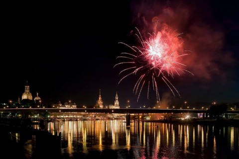 Breathtaking firework displays enchant the city skyline at night. Here is the big firework display