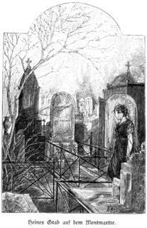 Grave of Heinrich Heine 1797-1856) at Montmartre, Paris, German poet, writer, cemetery,
