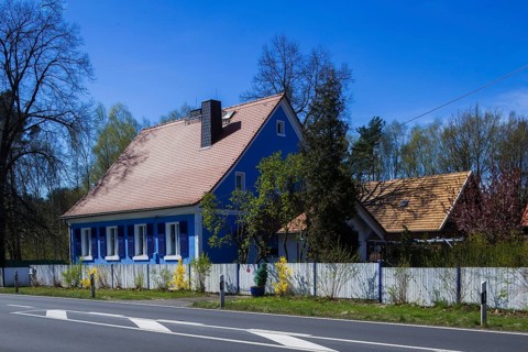 Blue House in Neukollm in Lusatia