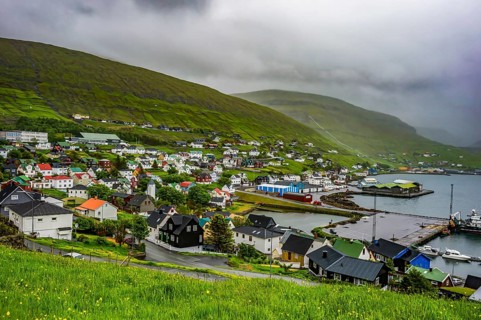 The village of Vestmanna, Vagar, Faroe islands, Denmark, Europe