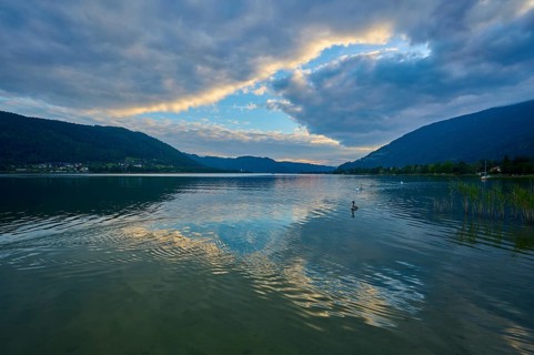 Lakeside, Sky, Clouds, Sunset, Summer, Steindorf am Lake Ossiach, Lake Ossiach, Carinthia, Austria,