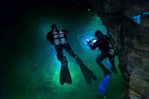 Divers in the Marie Louise Stolln visitor mine