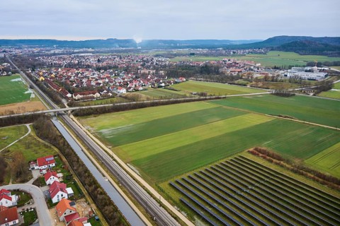 Aerial view of the area around Neumarkt in der Oberpfalz, Bavaria, Germany, Europe