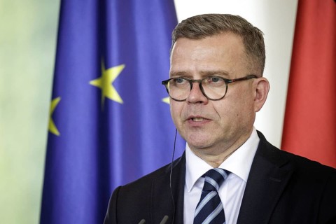 Petteri Orpo, Prime Minister of the Republic of Finland, photographed at a press conference after