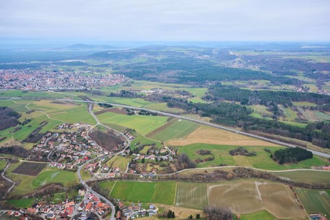 Aerial view of the area around Neumarkt in der Oberpfalz, Bavaria, Germany, Europe