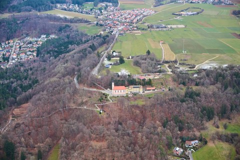 Aerial view of the area around Neumrakt on der Oberpfalz, Bavaria, Germany, Europe