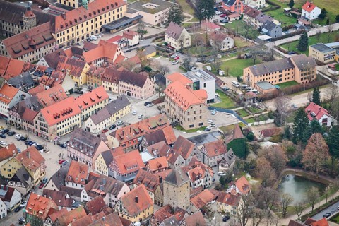 Aerial view of the area around Neumarkt in der Oberpfalz, Bavaria, Germany, Europe