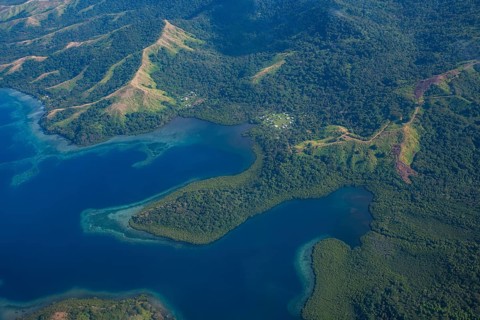 Aerial of Vanua Levu, Fiji, South Pacific, Oceania