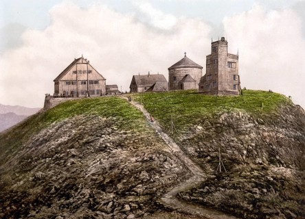 The Schneekoppe with Observatory in the Giant Mountains, today Snetzka in the Czech Republic,