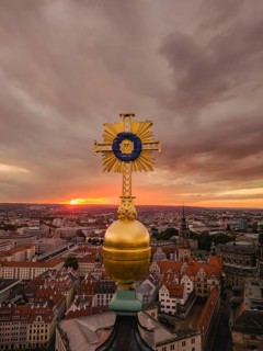 Towers of Dresden's Old Town, Church of Our Lady with domed cross
