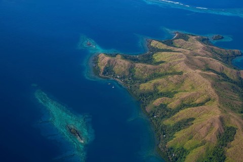 Aerial of Vanua Levu, Fiji, South Pacific, Oceania