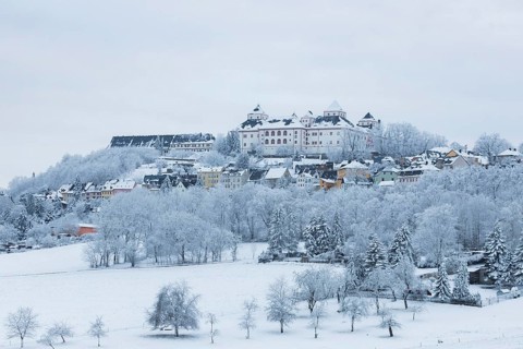 Augustusburg Hunting Lodge in the wintry Ore Mountains