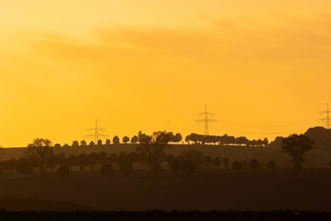 Overhead line near Ölsa in the Osterzegebirge mountains