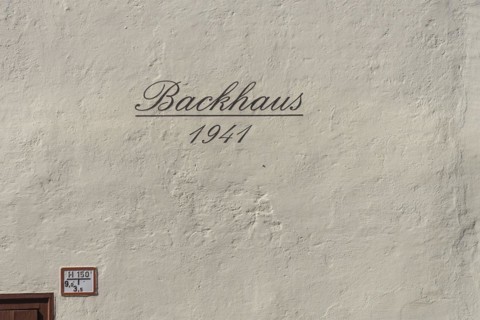 Bakehouse, lettering on façade, letters, Wilflingen, municipality of Langenenslingen,
