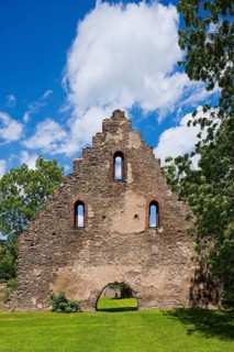Altzella monastery. The bulk buildings on the other side of the mill race were used to store the
