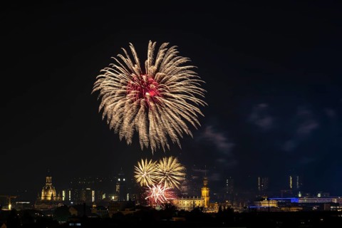 Grand finale fireworks display in the Old Town for the Dresden City Festival 2021