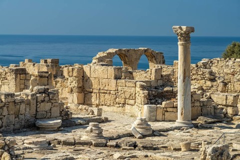 Ruins of the early Christian basilica of the ancient city of Kourion, Episkopi, Cyprus, Europe