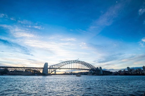 Sunset over Sydney harbour bridge Sydney, New South Wales, Australia, Oceania