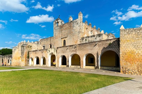 Frontage of Convent of San Bernardino of Sienna, Valladolid, Yucatan, Mexico, Central America