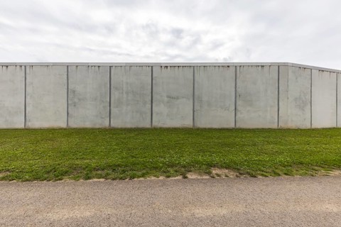 Stammheim Prison, JVA, exterior view of the maximum security prison with prison wall, Stuttgart,