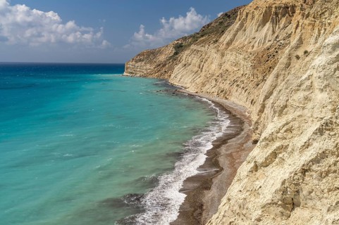 Beach on the cliffs of Cape Aspro near Pissouri, Cyprus, Europe