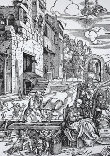 Picture cycle The Life of the Virgin, resting on the flight to Egypt, woodcut by Albrecht Dürer,