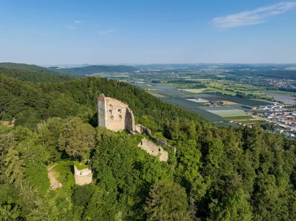 Aerial view of the Altbodman Ruin, Bodman-Ludwigshafen, Constance County, Baden-Württemberg,