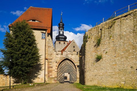Querfurt Castle is located in the town of Querfurt in Saalekreis, Saxony-Anhalt. The hilltop castle
