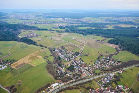 Aerial view of the area around Neumarkt in der Oberpfalz, Bavaria, Germany, Europe
