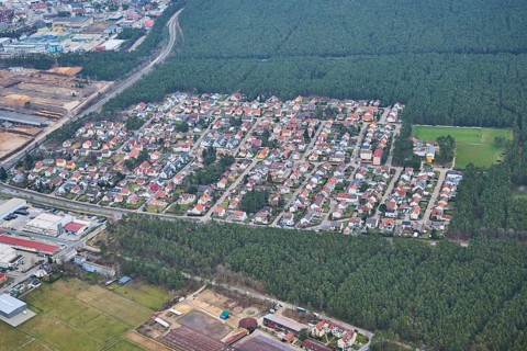 Aerial view of the area around Neumarkt in der Oberpfalz, Bavaria, Germany, Europe