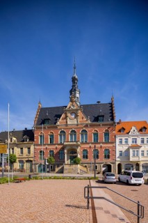 Dahlen market square with town hall. Situated on the north side of the market square, this landmark
