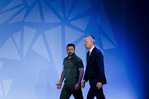 Ukrainian President Volodomyr Selensky and NATO Secretary General Jens Stoltenberg, pictured on