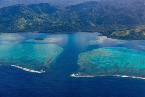 Aerial of Vanua Levu, Fiji, South Pacific, Oceania