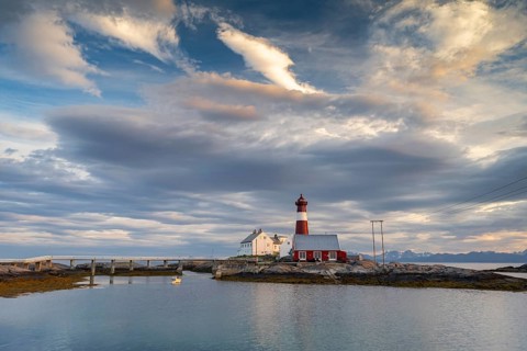 Tranoy Fyr Lighthouse, Tranoy Fyr, Hamaroy, Ofoten, Vestfjord, Nordland, Norway, Europe