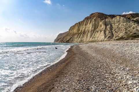 Beach on the cliffs of Cape Aspro near Pissouri, Cyprus, Europe