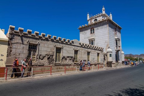 Colonial building with tower. San Vincente. Mindelo. Cabo Verde. Africa