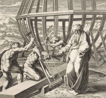 Noah's sons build the ark, According to the biblical book of Genesis, Noah's ark was a buoyant box