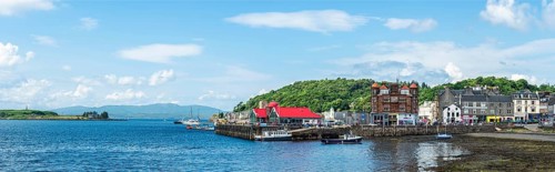 Panorama of seaside in Oban, Argyll and Bute, Scotland, UK