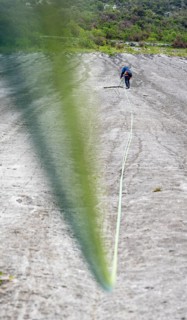Climber, multi-pitch climbing, slab climbing, Garda Mountains, Arco, Trentino-Alto Adige, Italy,