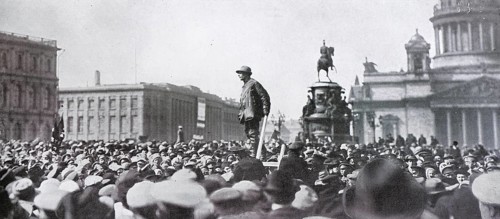 Lenin's disciple haranguing the crowd, May 1917, Russia, Europe